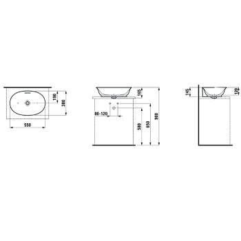 Laufen New Classic Раковина-чаша овальная  500х450х135 мм, без отв под смеситель, с переливом, цвет белый LCC, с покрытием  LAUFEN Clean Coat