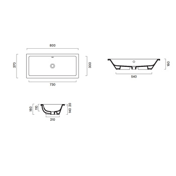 Раковина встраиваемая Catalano Zero под столешницу 80х37, белый глянцевый 0124810001
