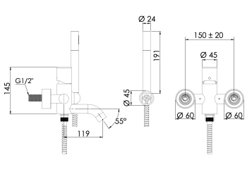Смеситель для ванны Daniel Trilogy TG610DP золото брашированное