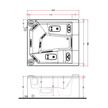 Минибассейн Treesse Quarz Light 235 2350х2150х900, отдельностоящий, с панелями, с крышкой, белый PQ2352BN00GR