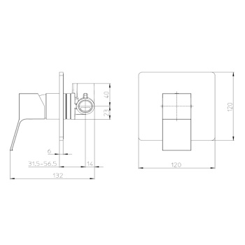 Наружная монорычажного смесителя Bossini Aki Line AKI на 1 ВЫХОД. цвет хром