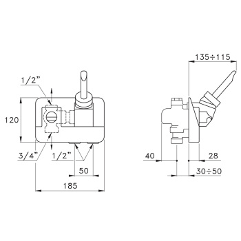Встраиваемый смеситель для ванны Stella Box 3254 с переключателем, хром BX 01452 CR00