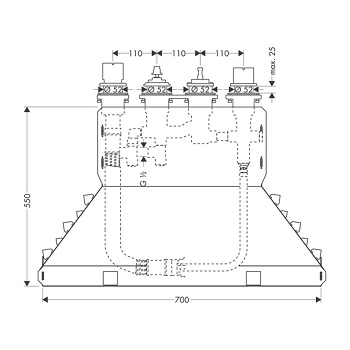 Axor MyEdition Скрытая часть для смесителя на борт ванны, на 4 отверстия 15482180