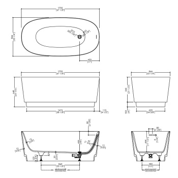 Ванна из искусственного камня Devon&Devon Dove 170.5x84.6 DOVE