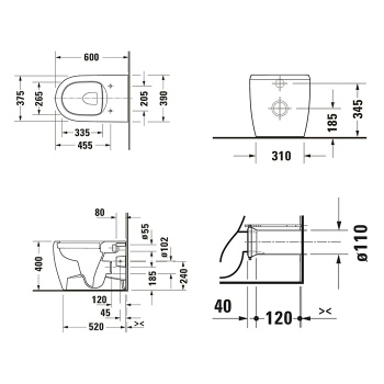 Чаша напольного унитаза Duravit Qatego 2020092000 белый
