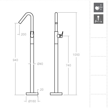 Смеситель для раковины Ramonsoler Urban Chic напольный 217602S