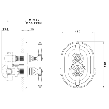 Смеситель для душа Nicolazzi El Capitan Внешняя часть термостата на 3/4 4909CR69