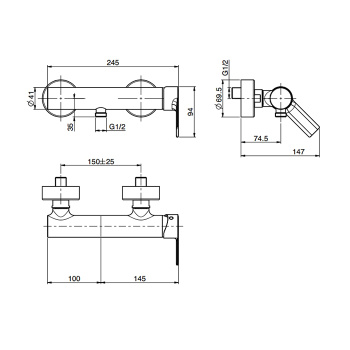 Смеситель для душа настенный Fima Carlo Frattini Bathroom Mast цвет-хром F3135/1CR