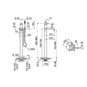 Внешняя часть отдельностоящего смесителя для ванны Carimali Iltondo хром 0-ITD7301EST-CR