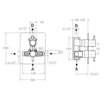 Смеситель для душа Ramonsoler Odisea встраиваемый термостатический на 2 выхода золото 398722SOC