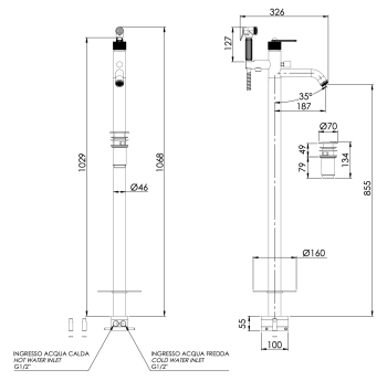 Смеситель для ванны Daniel Brooklyn BY678DP золото брашированное