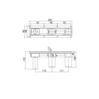 Встраиваемая часть Bossini Nobu монорычажного смесителя Nobu для ванны/душа. на два выхода с соединением для излива на ванну и душ. подключение к горя