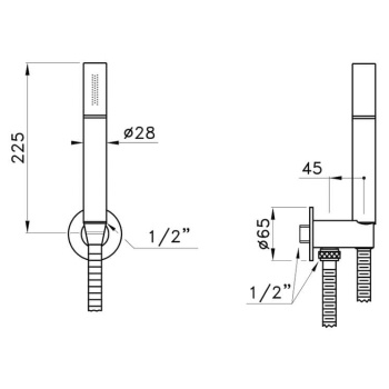 Душевой комплект с ручным душем Stella Sirius держателем с подводом воды и шлангом, черный матовый PVD UN 03121 PV17