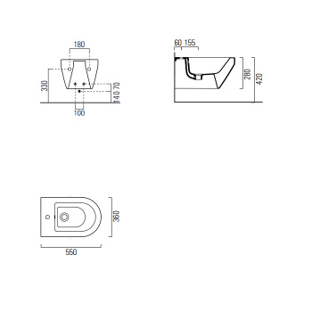 Биде подвесное Gsi Kube X (без крепежа FISR2) 55х36 белый 8965 1 11 bi*1
