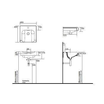 Раковина Kerasan Inka Project 40x40x35,5 без отверстия под смеситель, белый 341201*0