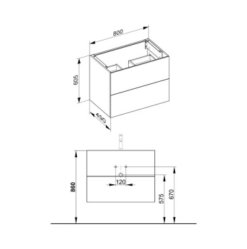Тумба под раковину Keuco Plan 80 32963970000 вулканит
