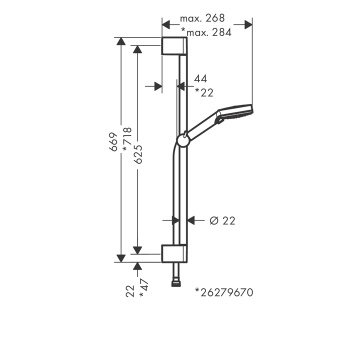 Душевой набор hansgrohe Vernis Blend 26279000 Vario 650 мм EcoSmart, хром