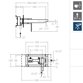 Смеситель для раковины Ramonsoler Kuatro NK встраиваемый 4920