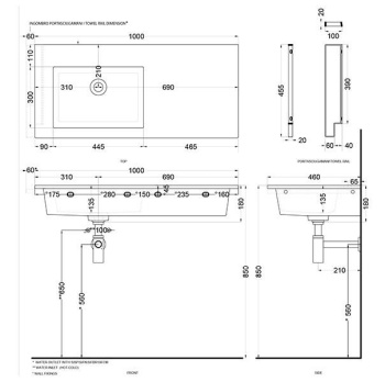 Раковина подвесная Cielo Era ERLA100SXSF PL 100 см левая голубой