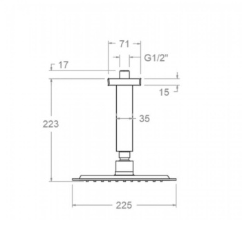 Верхний душ Ramonsoler потолочный квадратный нержавеющая сталь BVK02RPK225