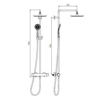 Термостатическая душевая колонна с функцией VELVET Almar 230, high brass brushed pvd E405002.HB