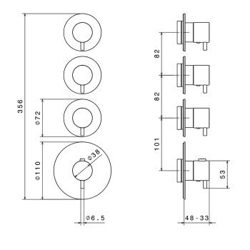 Смеситель для душа термостат Newform Xt с 3мя вентилями, для 27877, хром 67600E.21.018