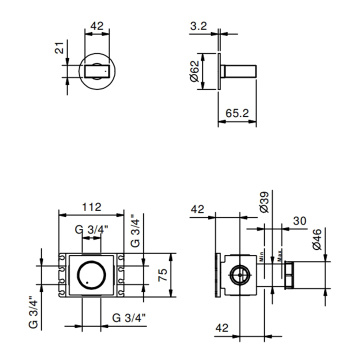 Запорный вентиль Fantini Venezia без ручки, внешняя часть, Matt Copper PVD 29 P9 N291SB
