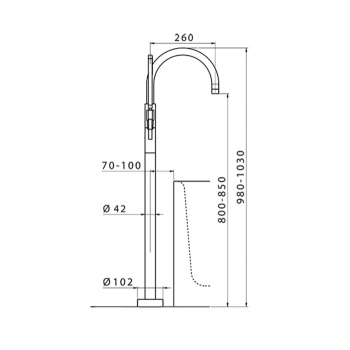 Смеситель для ванны напольный с ручной лейкой Cisal Lineaviva хром (без внутр части ZA004510) LV01420021