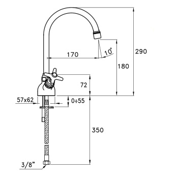 Смеситель для мойки Stella Italica на 1 отверстие 3230, хром IT 04000 CR00
