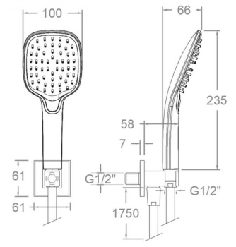 Душевой набор Ramonsoler встраиваемый золото 4783Q3OC