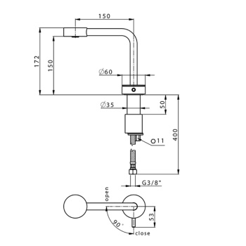 Смеситель для раковины Cisal Slim SM00073040 черный