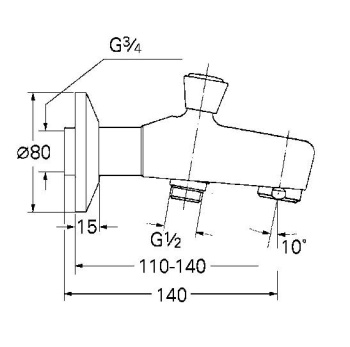 Излив для смесителей GROHE вынос 140 мм, хром 13435000