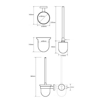 Ёршик, подвесной (стекло), щётка белая Bemeta Trend-I 104113018 белый