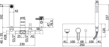Смеситель для ванны с душем Paffoni Ringo RIN001CR (с внутренней частью)