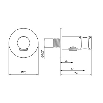 Душевое подключение с держателем круглое Almar Round кругл. отражатель, Copper Brushed PVD, E095037.CO