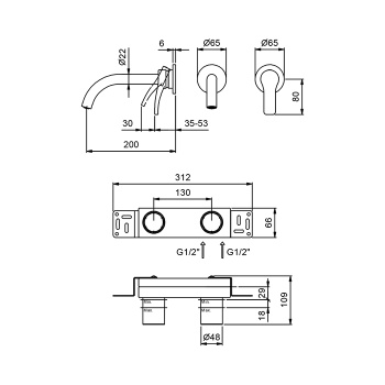 Смеситель для раковины Fantini Al/23 26 02 B813B хром