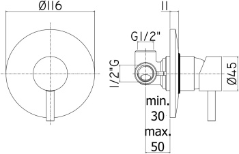 Смеситель для ванны с душем Paffoni Tilt TI022NO