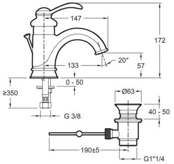Смеситель для раковины Jacob Delafon Fairfax E72090-CP хром