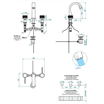 Смеситель для раковины THG Paradise U5C-A02-151LED хром