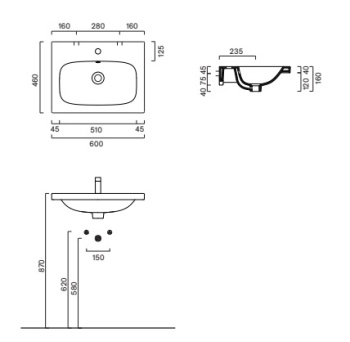 Раковина 60×46 Catalano Alvea с 1 отверстием Bianco lucido 0620601001