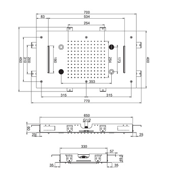 Верхний душ Harmonia Fima Carlo Frattini Wellness 700x400, встраиваемый, 2 режима: дождь, 2 каскада; Bluetooth, хромотерапия LED, хром F2904CR