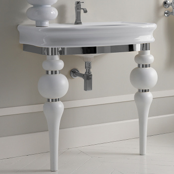 3SC Consolle Консоль Via Veneto 70х52хh96см, с раковиной LA11 и сифоном, напольная, цвет: белый матовый/хром VV3070SL