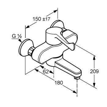 Смеситель для ванны Kludi Medi Care 349220524