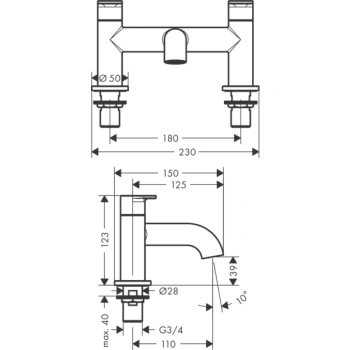 Смеситель на борт ванны Hansgrohe Vernis Blend 71442000, хром