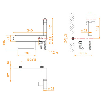 Гигиенический душ со смесителем RGW SP-222B 581408222-04