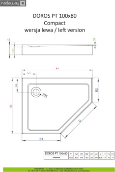 Душевой поддон Radaway Doros PT E COMPACT SDRPTP1090-05L