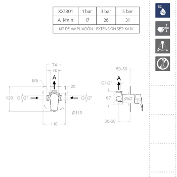 Смеситель для душа Ramonsoler Urban Chic встраиваемый на 1 выход 211801S