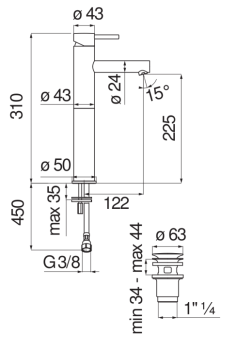 Cмеситель для раковины Nobili Live LV00428/2CR хром