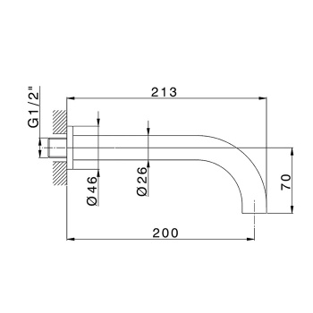 Излив Cisal Less New 200 мм., настенный, Nero Opaco LN00024040