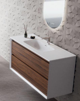 Тумба под раковину Nofer COOL с 2 выдвижными ящиками 100x45x54 CL.100.WNOGAL белый/орех